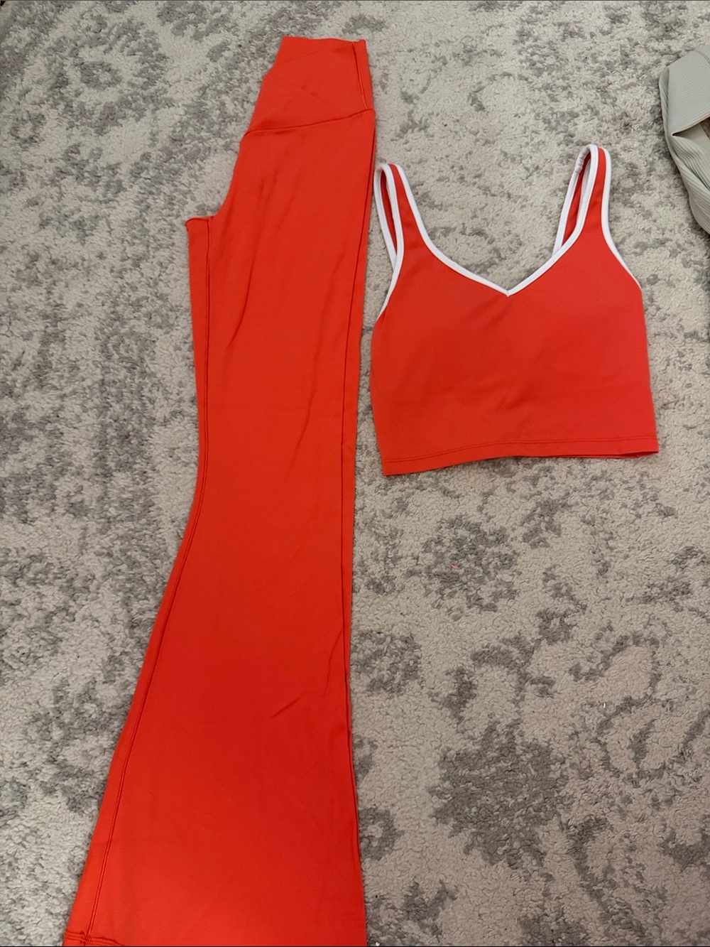 Aerie Offline Red and white leggings and tank top set
